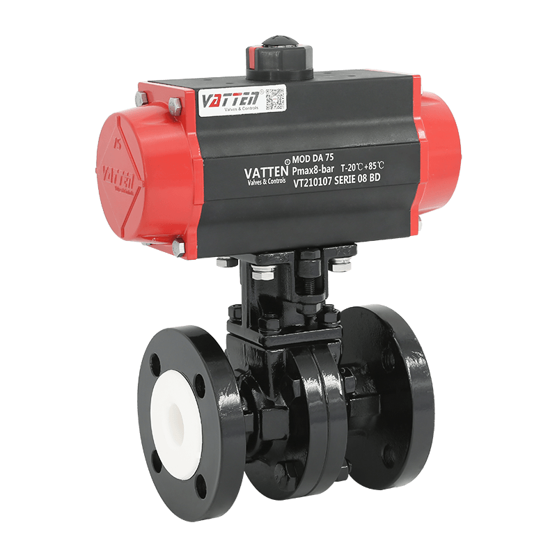 वायवीय फ्लोरीन-पंक्तिबद्ध फ़्लैंग्ड बॉल वाल्व